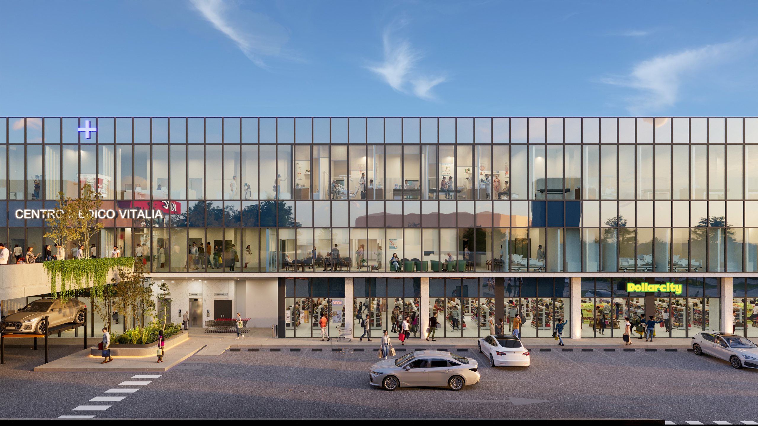 Plaza Vitalia · fachada del Centro Médico Vitalia
